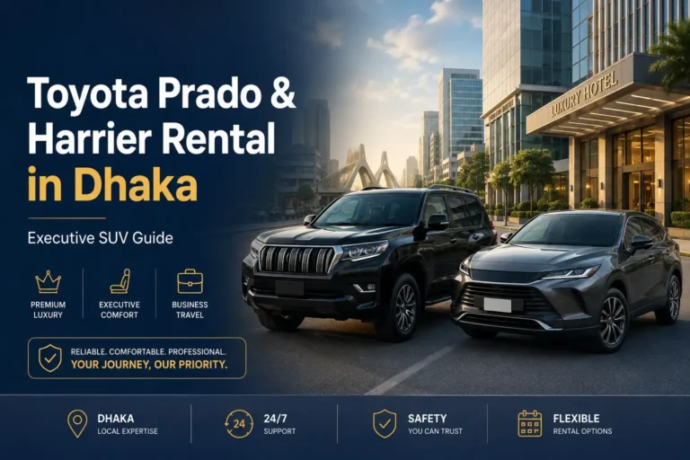 Toyota Prado and Harrier executive SUVs available for rental in Dhaka