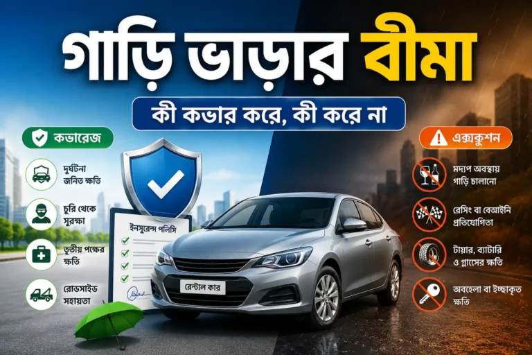 গাড়ি ভাড়ার বীমায় দুর্ঘটনা, চুরি ও তৃতীয় পক্ষের ক্ষতির কভারেজ এবং বীমার আওতাবহির্ভূত বিষয়সমূহ